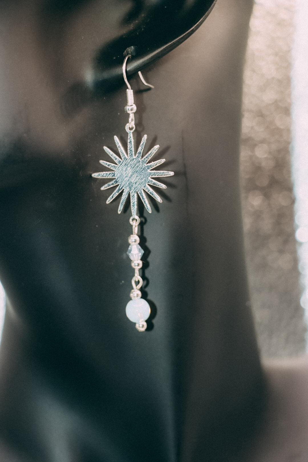 White Star Dangle Earrings