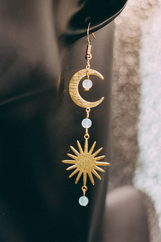 White Gemstone Celestial Earrings