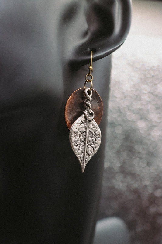 Three Tone Leaf Earrings