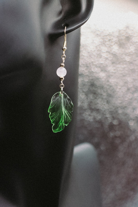 Glass Leaf Earrings