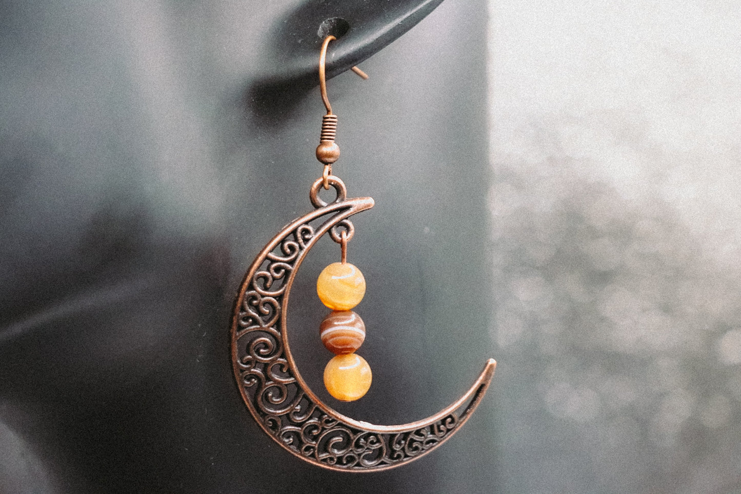 Copper Moon Gemstone Earrings