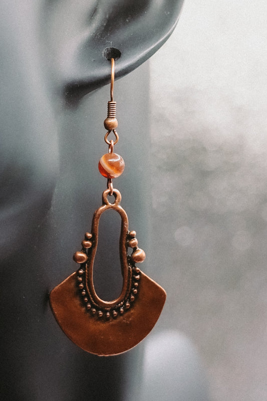 Copper Gemstone Dangle Earrings