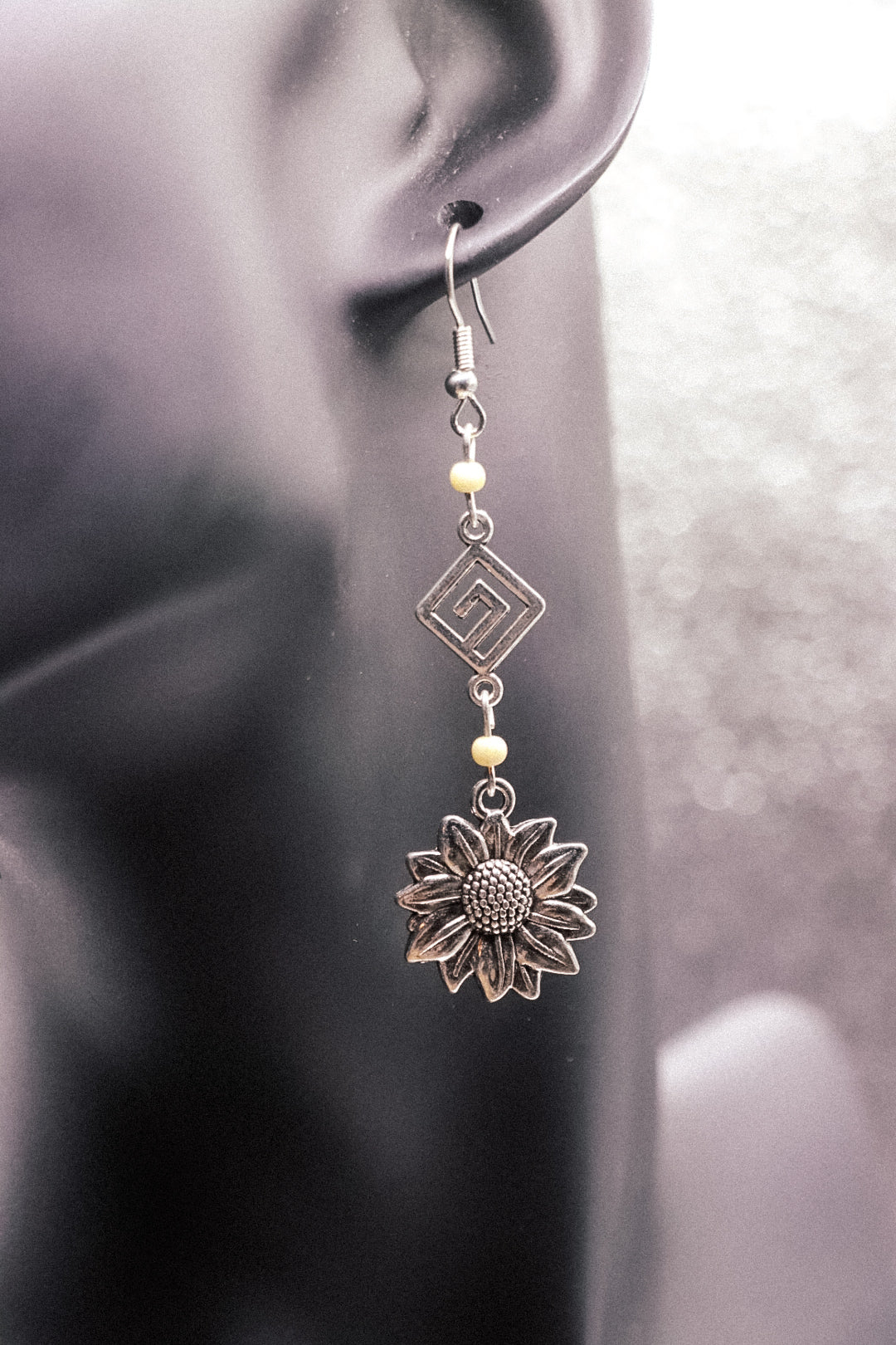 Silver Sunflower Power Earrings