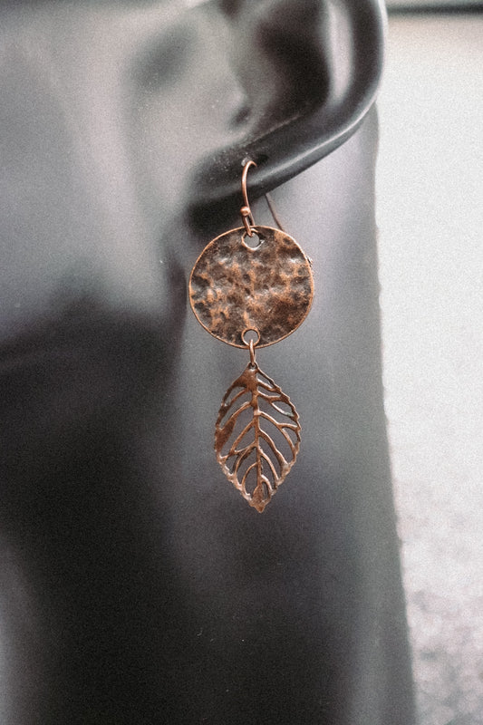 Copper Leaf Earrings