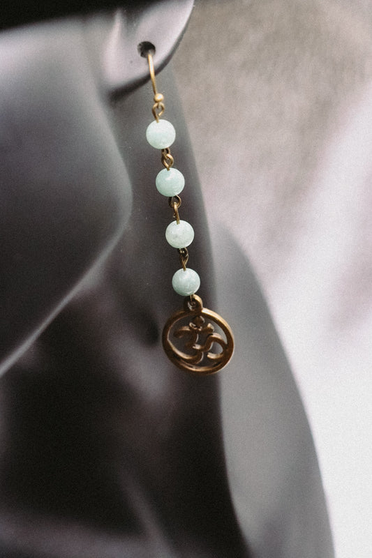 Brass Gemstone Namaste Earrings