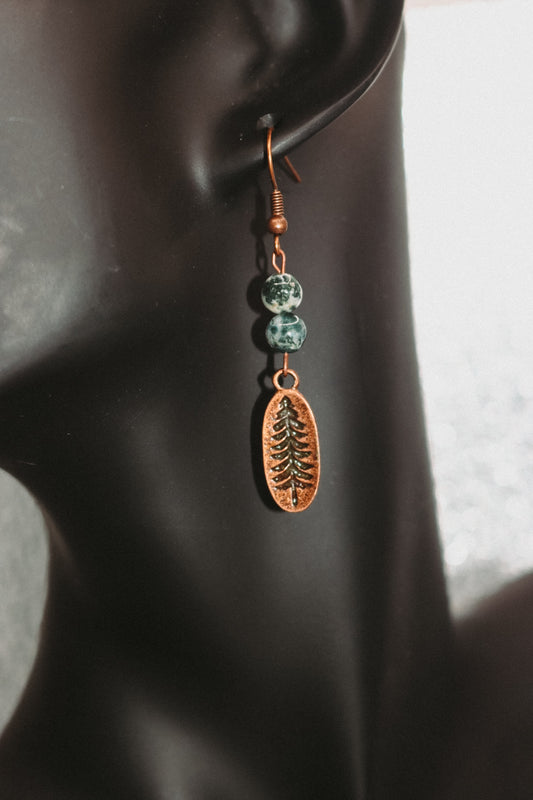 Copper Pine Tree Earrings