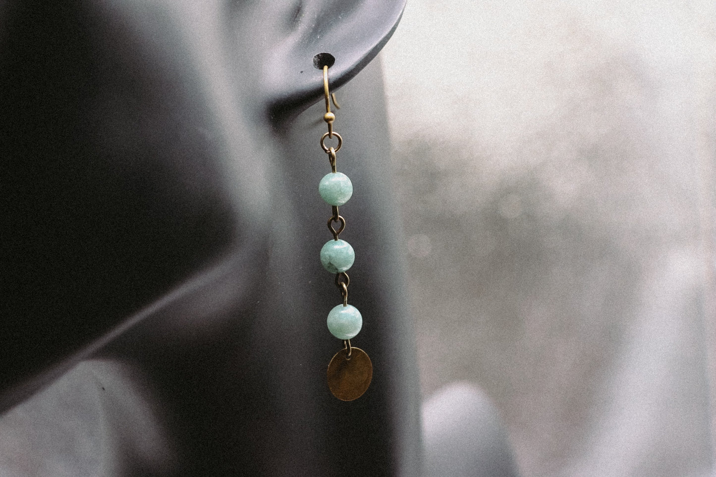 Brass Dangle Gemstone Earrings